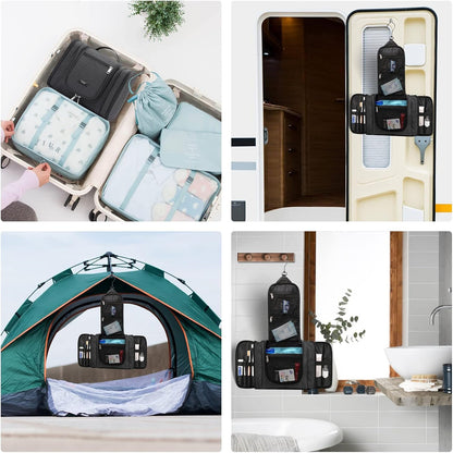 Extra Large Hanging Toiletry Bag for Women and Men, Extra Large Travel Cosmetics Bag, Portable Organizer Bathroom Shower for Hygiene Bag/Toiletries/ Makeup, Black, Hanging Toiletry Bag
