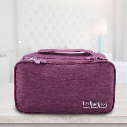 Travel Underwear Organizer, Portable Travel Storage Organizer Waterproof for Cosmetics, Toiletries, Hotel, Home, Bathroom, Airplane (Purple)
