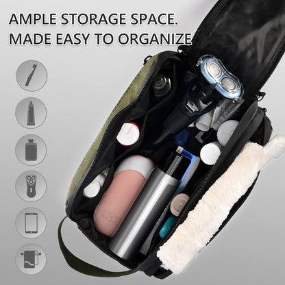 Dinictis Toiletry Bag For Men, Travel Toiletry Bag, Shower Bag, Hygiene Bag, Dopp Kit, Shaving Kit, Small Tactical Bag, EDC Military Molle Pouch, Jungle Green, Military