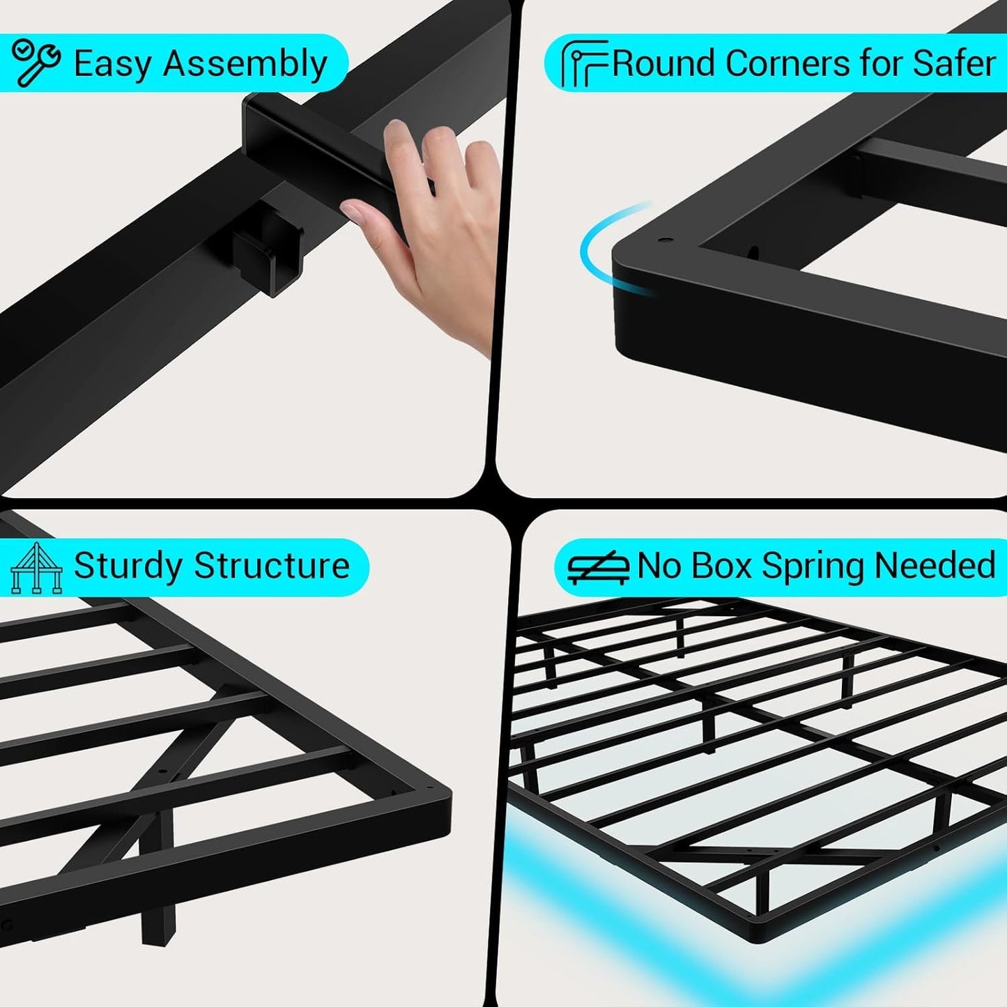 Floating Bed Frame King Size with Smart LED Lights, Modern Metal Platform Bed Base No Box Spring Needed - Easy Assembly and Noise Free