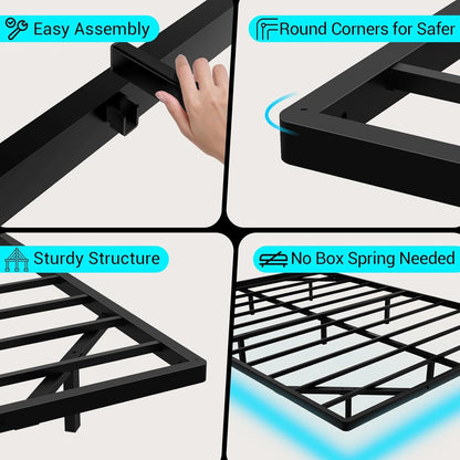 Floating Bed Frame King Size with Smart LED Lights, Modern Metal Platform Bed Base No Box Spring Needed - Easy Assembly and Noise Free