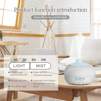 Hianjoo Essential Oil Diffuser 500ml, Electric Aroma Diffuser Humidifier Ultrasonic Aromatherapy for Bedroom Spa Yoga with 14 LED Lights - Great Choice Gifts for Families Lovers Friends (White)