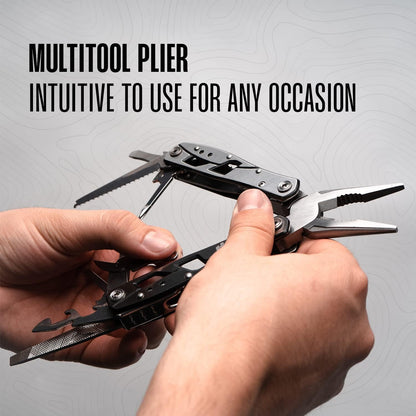 Multitool Plier - 12 In 1 Stainless Steel Pocket Multi Tool With Durable Sheath For Camping, Survival Gear Safety Locking Camping Accessories Cutter, Bottle Opener, Screwdriver by Hayvenhurst pm-01