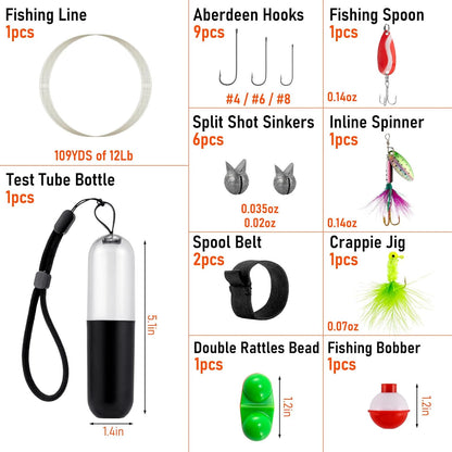 Dr.Fish 25 Pieces Pocket Reel Survival Fishing Kit Line Jig Head Hook Spoon Spinner Bait Hiking Camping Fishing Tool