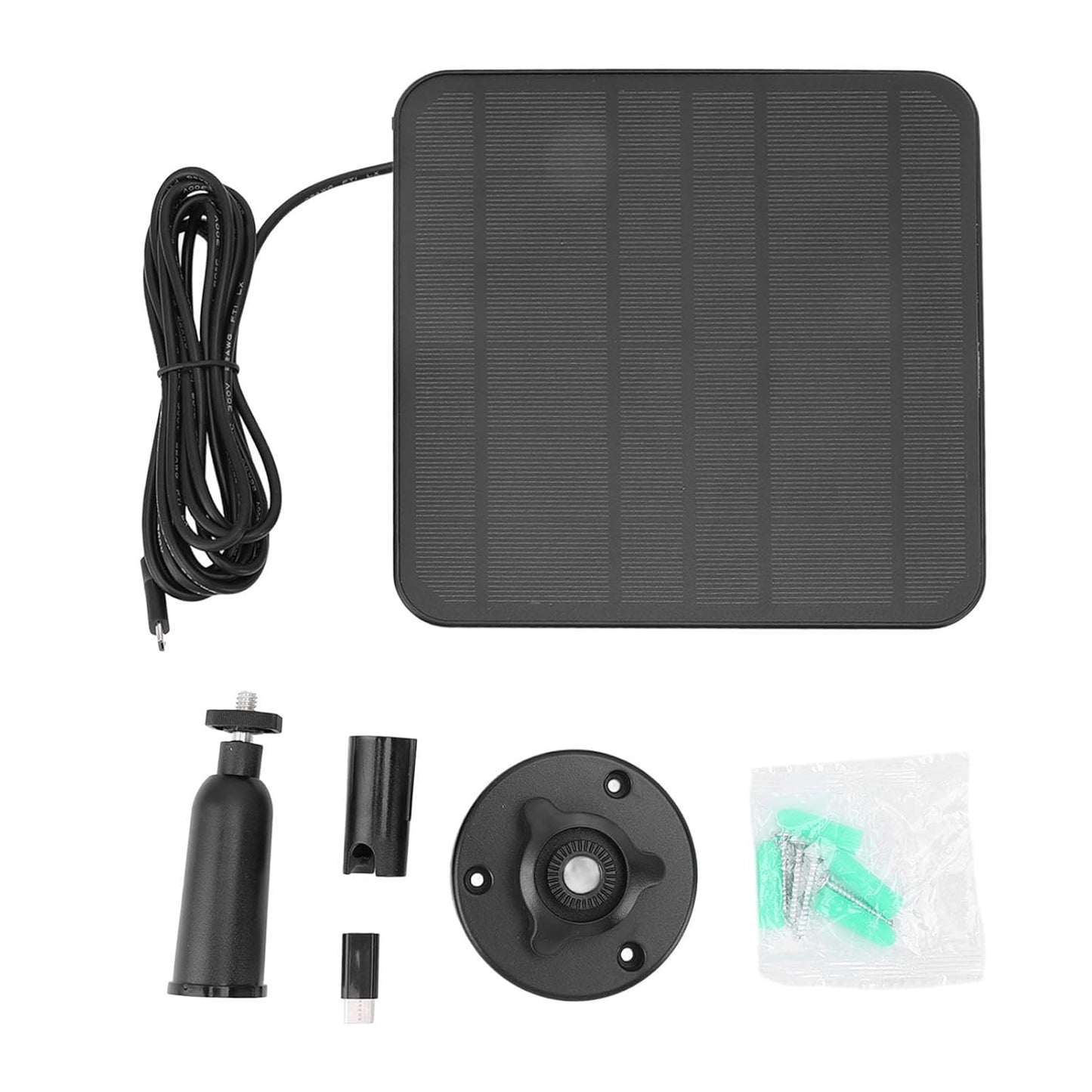 5W Solar Panel for Security Camera Outdoor, 6V Solar Panel Charger with Micro USB and USB C Port, 360° Rotatable Solar Panel, IP65 Waterproof, 9.8ft Cable