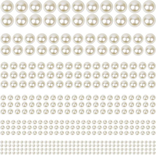1980Pcs Self Adhesive Pearl Stickers, Shynek Pearls Sticker Gems for Hair, Face, Makeup, Eye, Nail, Crafts, Assorted Sizes