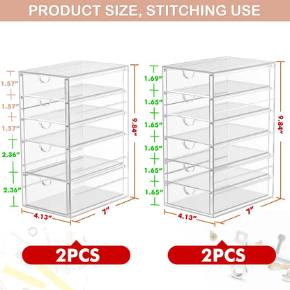 Desk Organizers And Accessories With 22 Drawers, 4 Pack Office Desktop Drawers, Plastic Makeup Organizer Containers Bins With Drawers Desk Organization, Bathroom Organizers Storage Case Box Cube