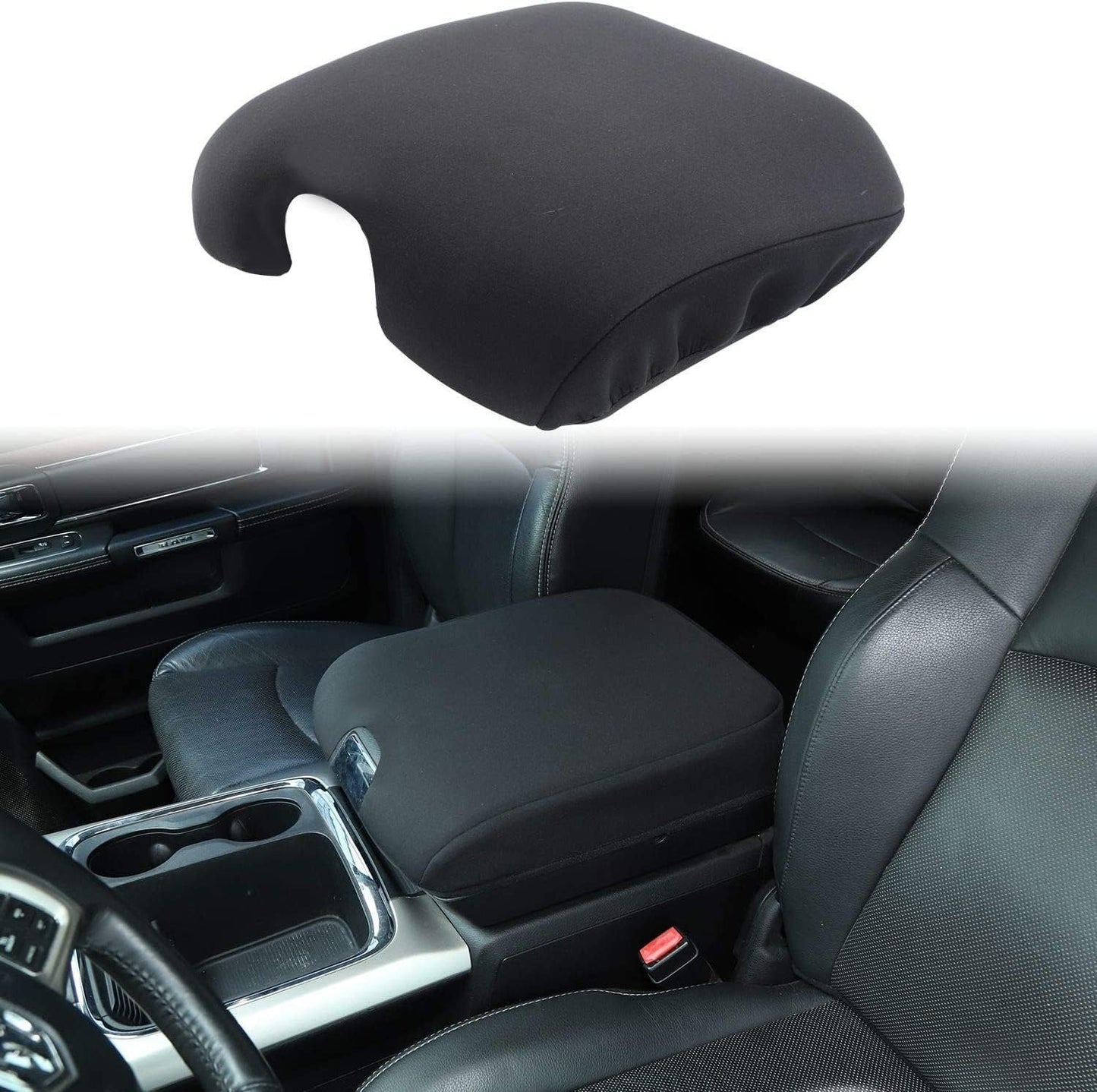 Voodonala for 2010-2017 Dodge RAM 1500 2500 3500 Center Console Cover Armrest Pad Cover Trim, for Dodge RAM Interior Accessories Black 1pc