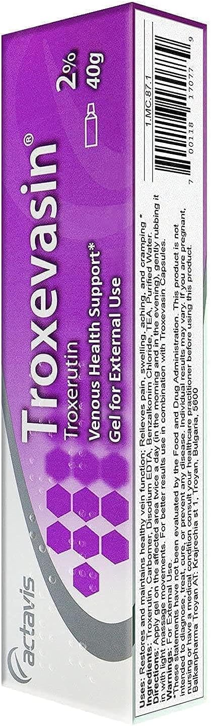 Troxevasin Venous Health Gel 40g/1.4 Oz, Troxerutin Gel for Adults, Active Individuals and Professionals, Unisex, Unscented