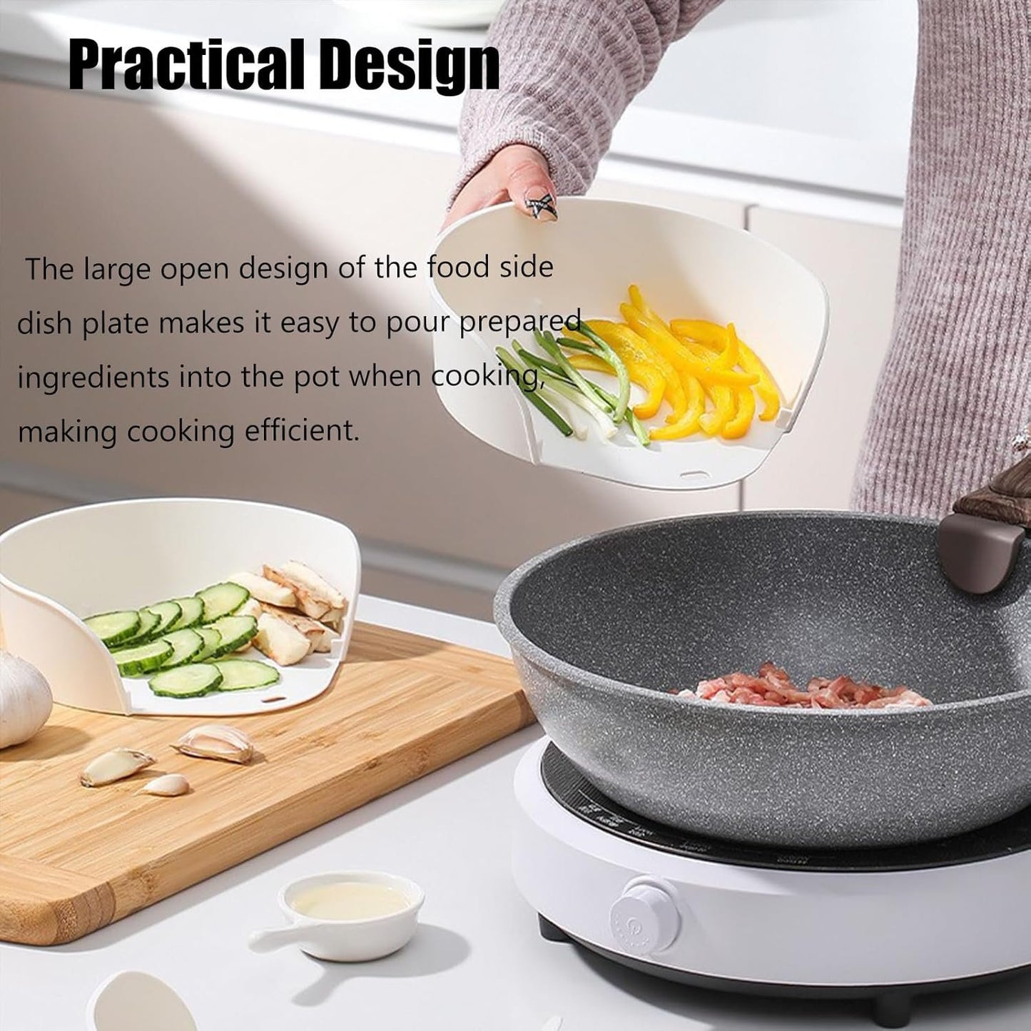 3/4PCS Food Prep Bowls for Cutting Board, Food Preparation Tray,Convenient Chopping Board Side Dish Plate (3PCS)
