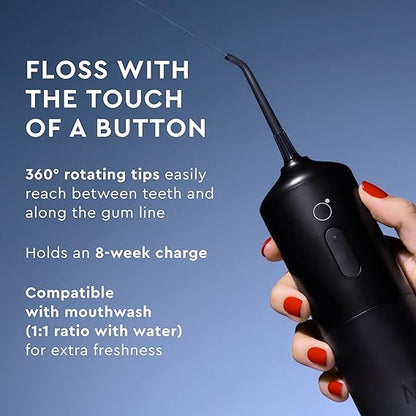 Moon Cordless Water Flosser for Teeth Cleaning, Plaque Removal & Gum Health - Water Pick with Gentle or Deep Clean Mode, 4 Interchangeable Tips & 8 Week Charge - Safe for Braces (1 Count)