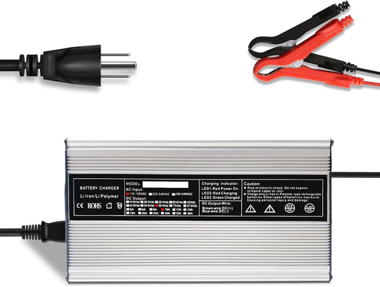 58.4V 10A, AC-DC Battery Charger, Dedicated Best Solution for 48V Lithium Iron Phosphate, LiFePO4 Battery Recharging Support Charging Solar Off-Grid, Backup Power, RV Marine Trolling Motor Lawn Mower
