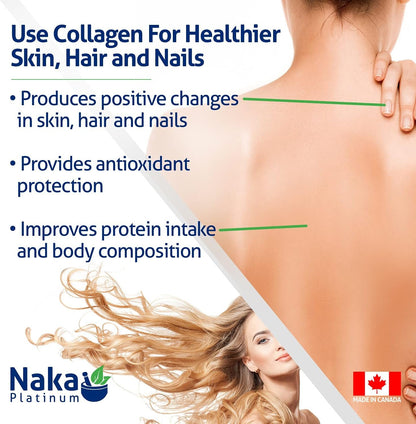 Naka Pro Marine Collagen 380 Capsules -2000 mg of Collagen Peptides Protein Supplement to Support Joints, Hair, Skin and Nails- Made in Canada