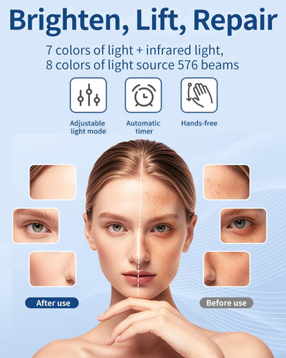 Red Light Therapy Mask for at Home Face Masks Skincare, Portable Skin Tightening Beauty Toning Device, 7 Colours LED Mask Mode Adjustment - Rejuvenation, Face Toning Firming for Women (Black