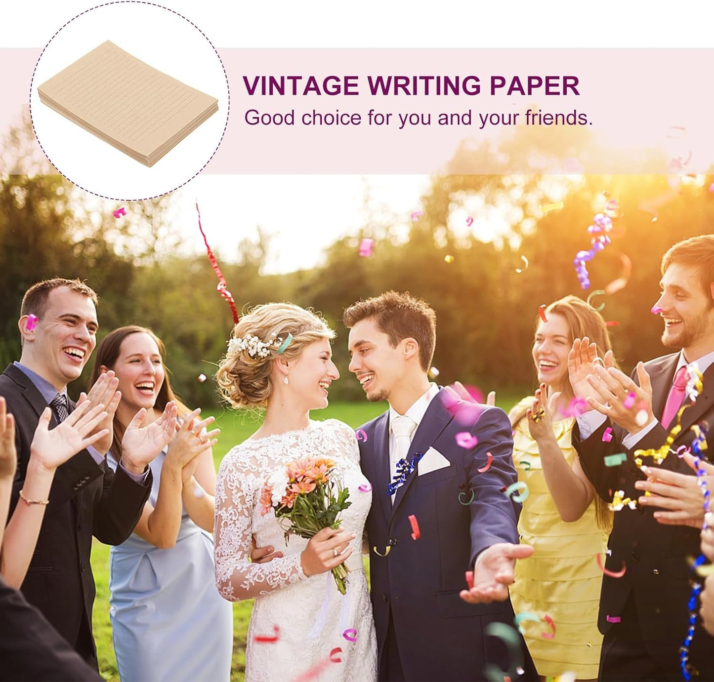 STOBOK 100pcs Writing Paper with Horizontal Line, A5 Letter Envelopes Paper Vintage Kraft Antique Retro Office Accessories School Supplies