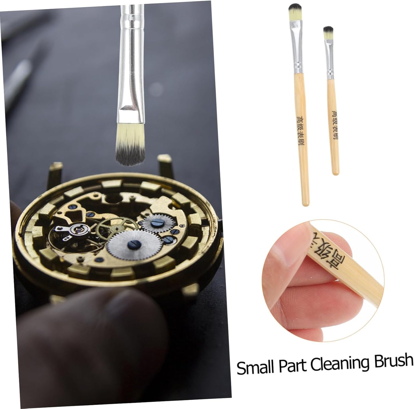 Ciieeo 2Pcs Watch Cleaning Brushes Handle Soft Brush for Watch Movement Part Cleaning Essential Watch Repair Tools Comfortable Grip and Design