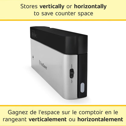 FoodSaver PowerVac Compact Vacuum Sealer Machine with Vertical Storage, 5 Vacuum Seal Bags & 1 Roll, Stainless Steel - VS0150
