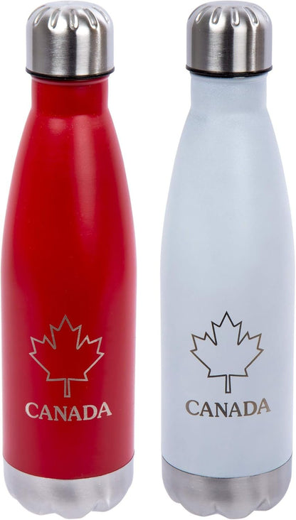 PURE Insulated Water Bottle, 500ml, White - Canada Classic Stainless Steel Metal Vacuum Thermal Leak Proof Water Bottles for Sports, Travel, Home and Office