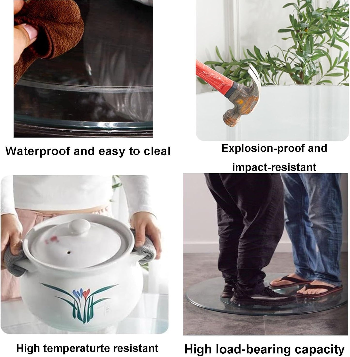 Custom Glass Tabletop, Round Tempered Glass Dining Table Surface Replacement, 38 cm, 50 cm, 75 cm, 88 cm, 100 cm, Perfect for Dining Room Tables