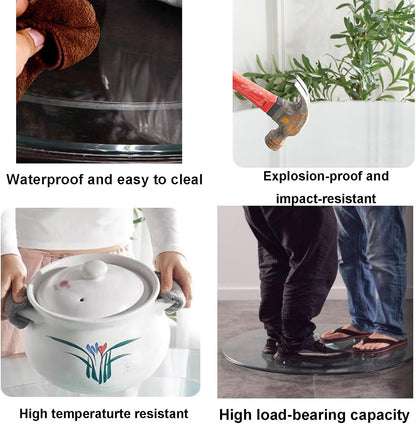 Custom Glass Tabletop, Round Tempered Glass Dining Table Replacement, Fits 38 cm, 50 cm, 75 cm, 88 cm, 100 cm, Perfect for Dining Room Decor