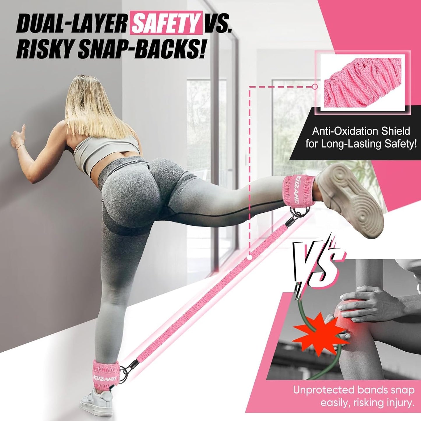 Resistance Bands with Ankle Straps, Ankle Weights Bands for Working Out, Exercise Bands for Women Leg and Glute, Booty Workout Equipment for Kickbacks, Butt and Hip Training
