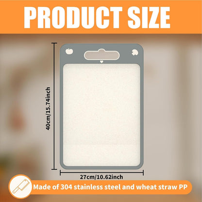 Stainless Steel Cutting Board - Chopping Board | Cutting Boards for Kitchen | Kitchen 2-Sided Cooking Chopping Board | Chicken Beef Tomato Oranges Handling Mat Housewife Solution for Dormitory, Picnic