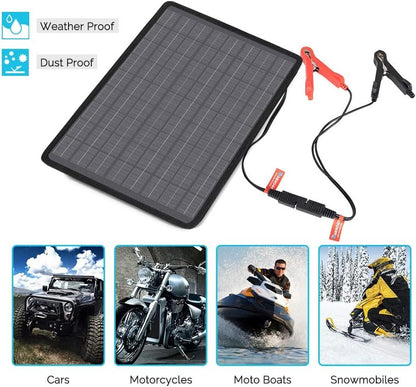Renogy 10W 12V Portable Solar Panel Battery Maintainer Trickle Charger with Lighter Plug, Alligator Clips, and Battery Cables
