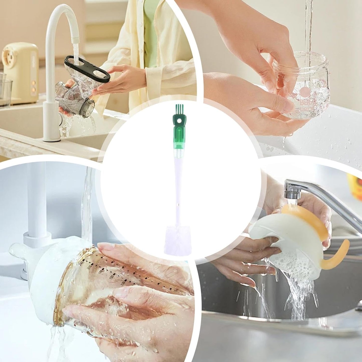 Bottle Brushes for Cleaning, 5-in-1 Multifunctional Washer, Versatile Scrubber Set, 14.17x2.76 Inch Deep Clean for Bottles and Cups, Quality Home Travel Essential, Easy Grip Handle