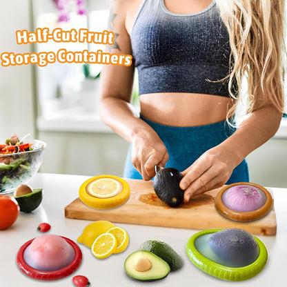 Nawchedo Silicone Fruit and Vegetable Storage Containers for Fridge, Onion Storage Container, Avocado keeper,Tomato Saver, Lemon holder Set of 4- Ideal for Garlic, Onions, Lemons and Potatoes