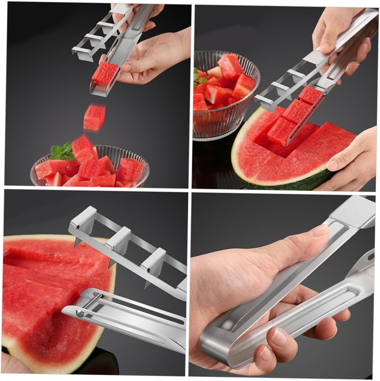 Zerodeko Stainless Steel Watermelon Slicer - Fruit Cutter Watermelon Cutter Slicer Tool Uniform Cube for Fruits Events Picnic Food Prep