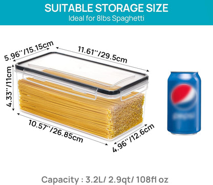 Vtopmart Airtight Food Storage Containers with Lids 8PCS Set 3.2L, Spaghetti Container for Pasta organizer, BPA Free Air Tight House Pantry Organization and Storage