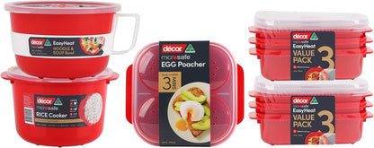 Decor Microsafe Round Storage Container, 750ml Capacity, Red