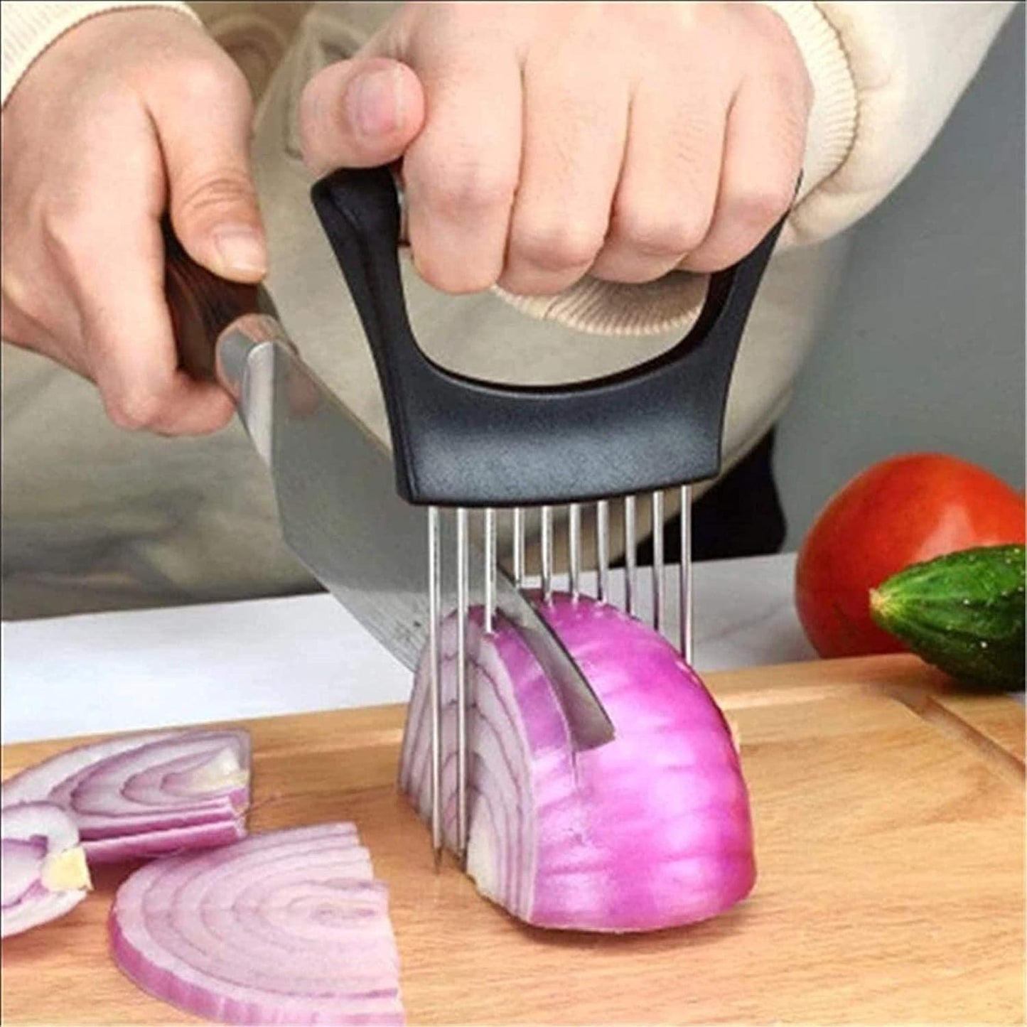 Onion Holder Slicer Food Choppers Slice Assistant, Stainless Steel Fork Vegetable Helper Meat Rack Slicers Lemon Tomato Potato Cutter Slicer Kitchen Tool Gadgets Cutting Chopper by MOTYYA