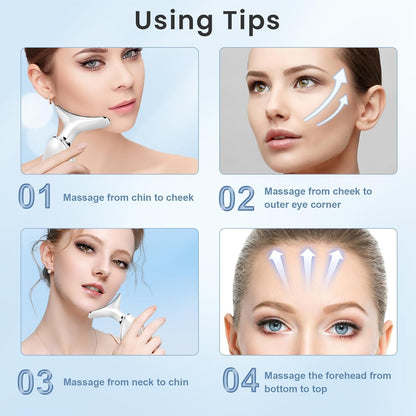 Vibration Lily 7-in-1 Face Neck Massager Face Sculpting Tool Triple-Action Wrinkle Remover Skin Rejuvenation Device with Thermal for Skin Care, Tightening, and Smoothness