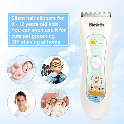 Bimirth - Electronic Hair Razor for Kids with USB Rechargeable Razor and Ceramic Blade, Waterproof, 3 Protective Combs