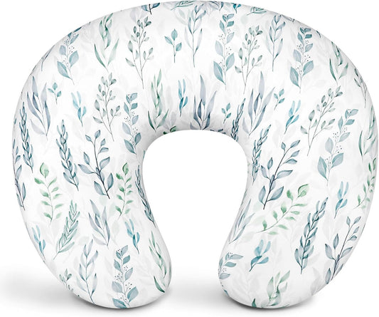 DILIMI Nursing Pillow for Breastfeeding, Ultra Soft Baby Essentials Breast Feeding Pillow for Bottle and Breastfeeding with Stretchy Removable Comfortable Nursing Pillow Cover, Green Leaf