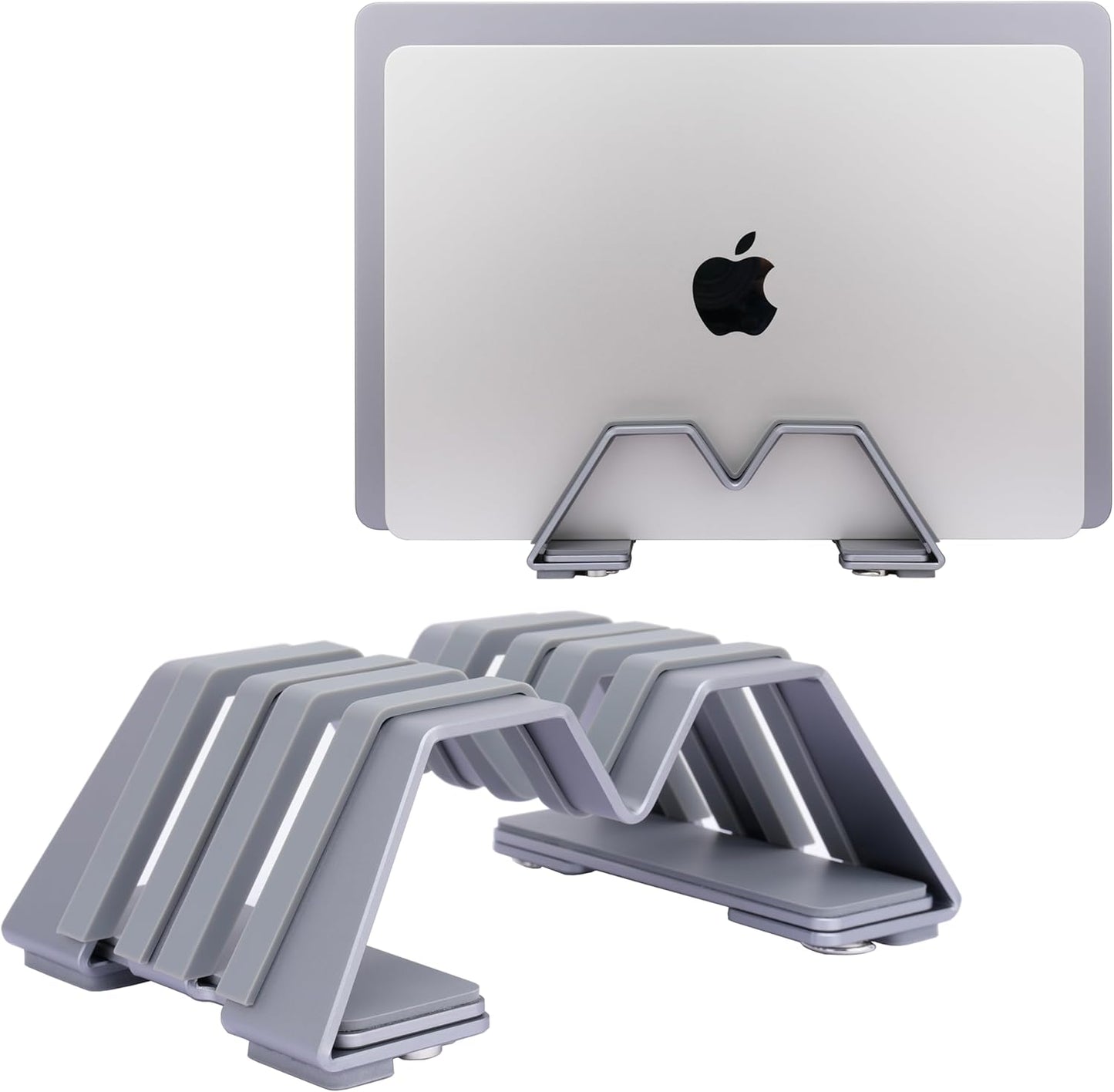 Psitek Adjustable Dual Vertical Laptop Stand - Supports 2 Devices Holder, Fit for All Laptops(10-30mm Thickness) - Fashion Design, Adjustable Width, Anti-Slip & Scratch-Resistant, Patented Design