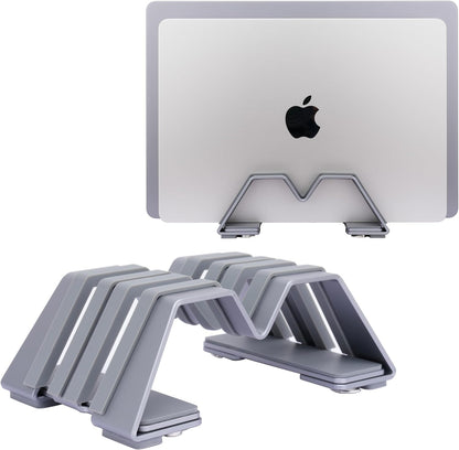 Psitek Adjustable Dual Vertical Laptop Stand - Supports 2 Devices Holder, Fit for All Laptops(10-30mm Thickness) - Fashion Design, Adjustable Width, Anti-Slip & Scratch-Resistant, Patented Design