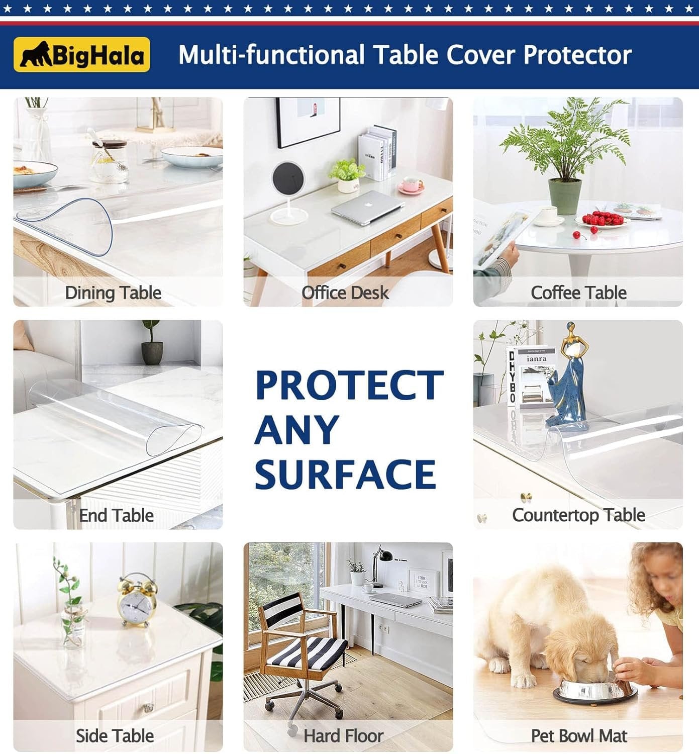 Thick Furniture Table Protector Clear Plastic Tablecloth Mat Wipeable Easy to Clean Protective Desk Cover Eco PVC Clear Vinyl Coffee Dining Tabletop Water Resistant Protection Pad Mat 40 X 72 Inch