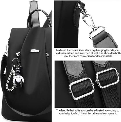 Dafape Women Backpack Purse, Fashion Daypack Shoulder Bag Crossbody Bag for Travel Work Business Outdoor Camping Cycling Ladies Men Lightweight (Black)