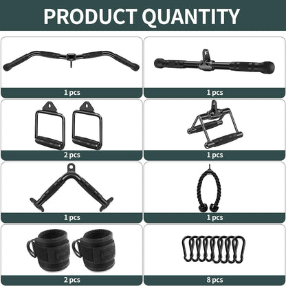 WNOEY Solid Steel Cable Machine Accessories for Home Gym, Triceps Pull Down Attachment, Cable Attachments for Gym, LAT Pull Down Attachment Weight Fitness