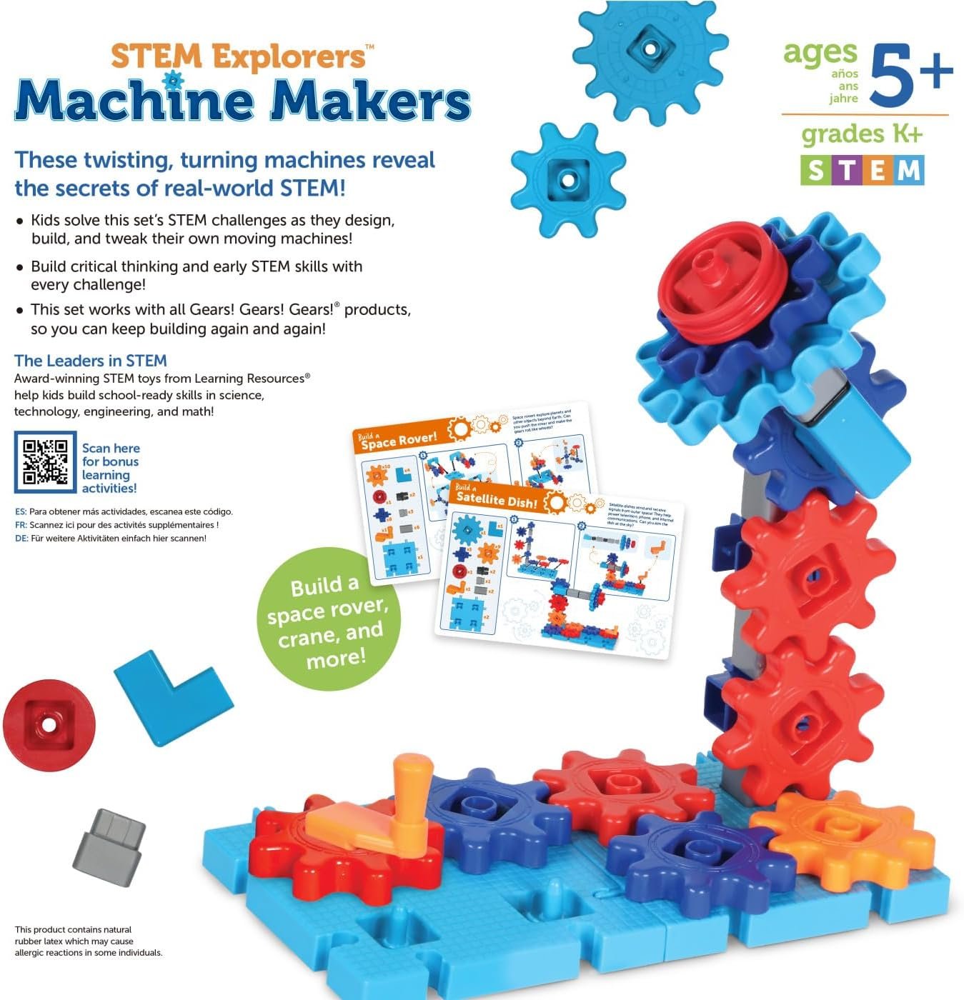 Learning Resources STEM Explorers Machine Makers, 60 Pieces, Ages 5+, Toys, Building Kits, Engineering Build it Yourself Toys Small