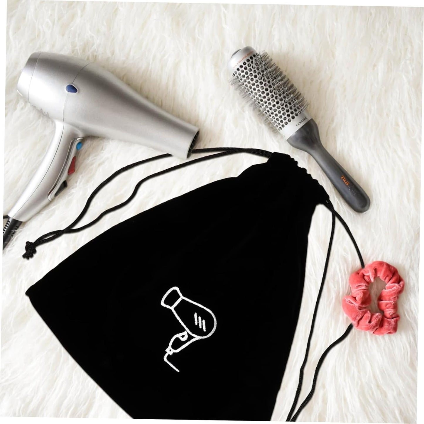 5 Pcs Hair Dryer Bag Drawstring Bag Portable Dryer Tool Bag Travel Flannel Hat