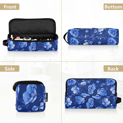 Deep Blue Flowers 2 in 1 - Organizer per strumenti per capelli con tappetino resistente al calore, custodia da viaggio portatile per utensili caldi e accessori per la cura dei capelli