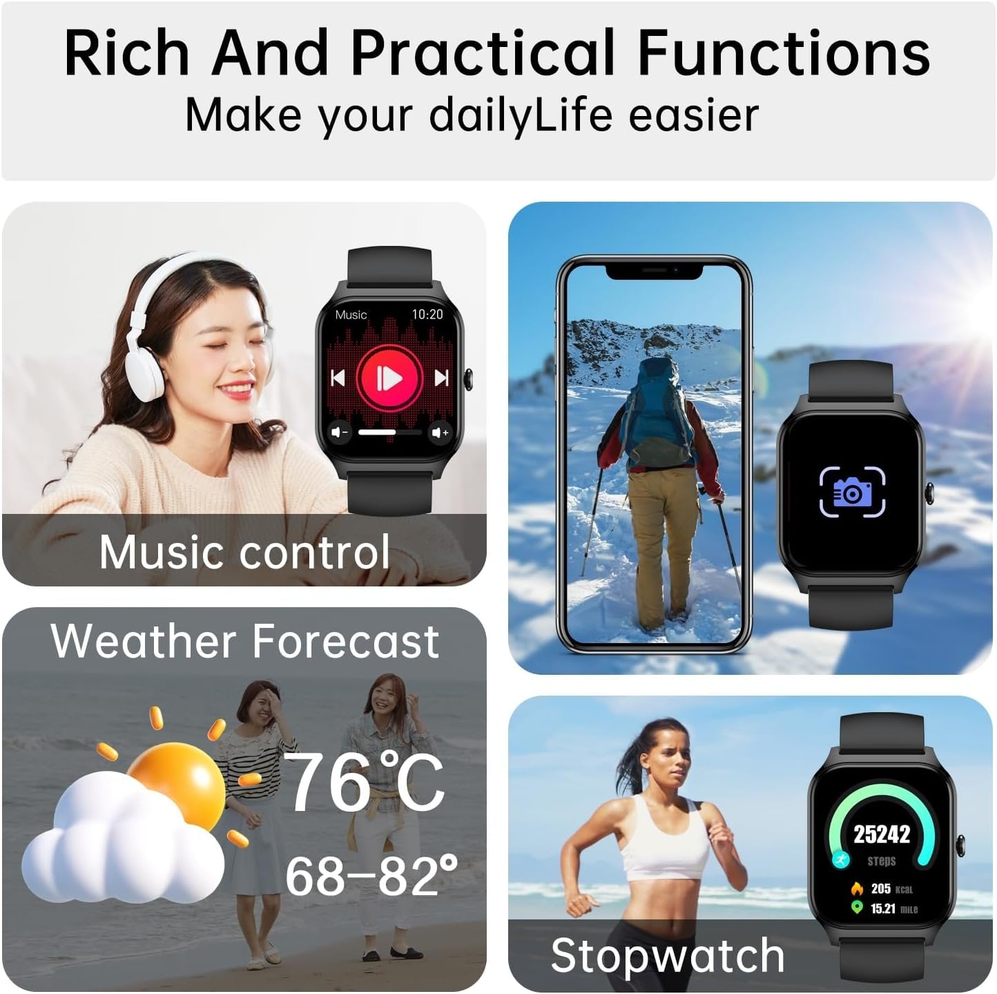 Liufiueq Smart Watch for Women Fitness Tracker: Rose Gold Make/Answer Call Smart Watches for Women Men Heart Rate Monitor Running Digital Smartwatch Android Phone iPhone Samsung Compatible Waterproof