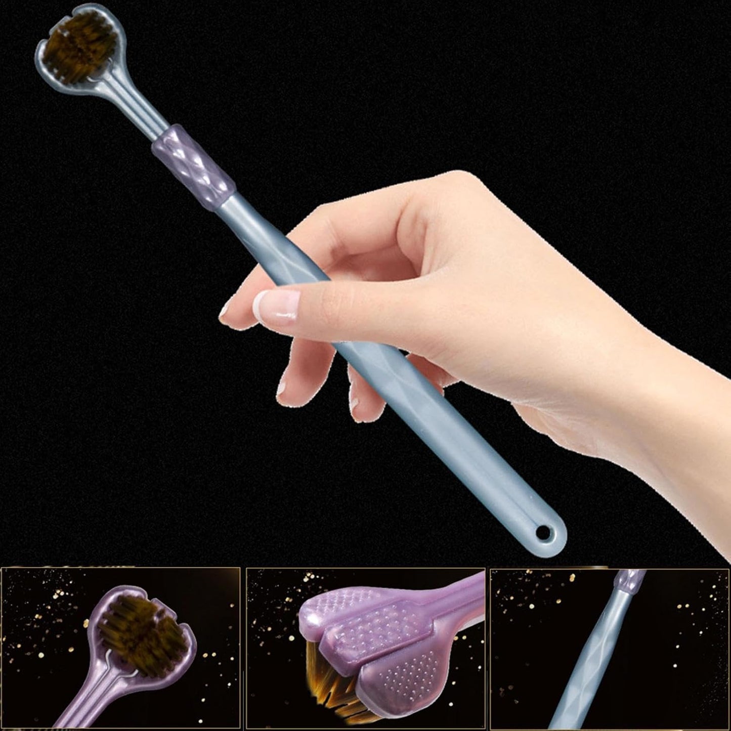 Three Headed Toothbrush, Travel Toothbrush, Multi-Sided Toothbrush, Triple Angle Toothbrush, Toothbrush for Adults and Children, Modern Toothbrush Design, Effective Oral Care, Compact Travel Toothbrus