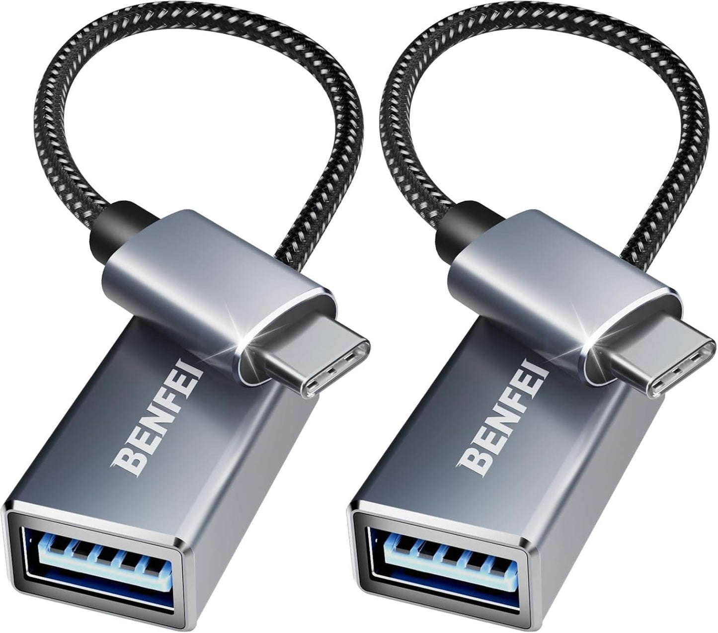 BENFEI USB C to USB 3.0 Adapter, 2 Pack USB C to A Male to Female Adapter Compatible with iPhone 15 Pro/Max, MacBook Pro/Air 2023, iMac, S23, XPS 17