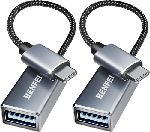 BENFEI USB C to USB 3.0 Adapter, 2 Pack USB C to A Male to Female Adapter Compatible with iPhone 15 Pro/Max, MacBook Pro/Air 2023, iMac, S23, XPS 17