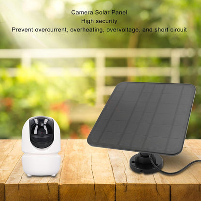 5W Solar Panel for Security Camera Outdoor, 6V Solar Panel Charger with Micro USB and USB C Port, 360° Rotatable Solar Panel, IP65 Waterproof, 9.8ft Cable