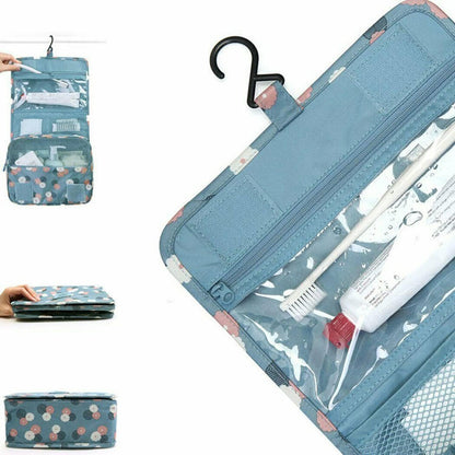 Multi-functional Cosmetic Makeup Case Pouch Large Travel Bath Wash Organizer Compact hanging Travel Bag toilet Bag toiletry Bag Washbag Organizer Kits Cosmetic Pouch/Personal care Hygiene Purse (Blue)